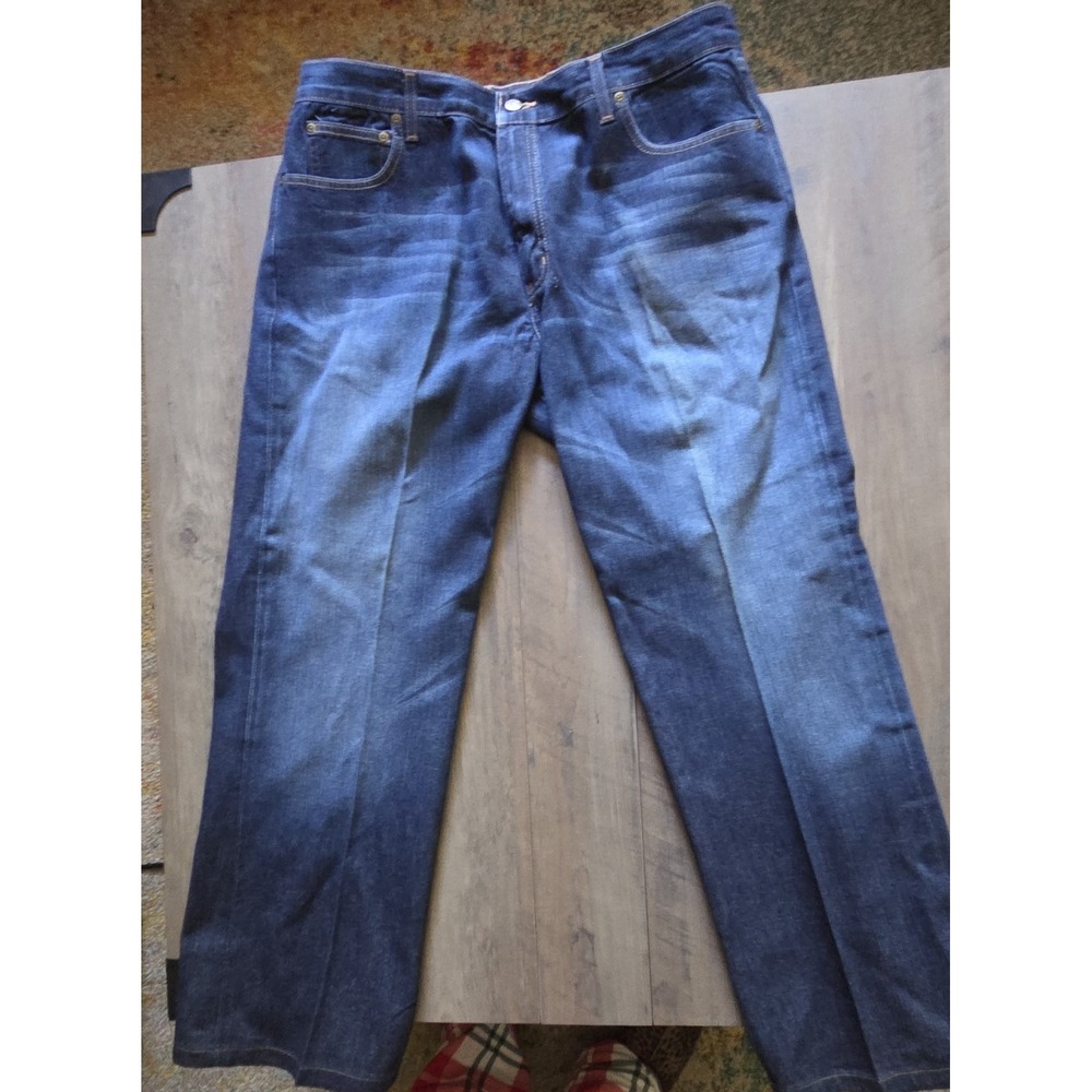 Bernini Denim Dark Wash Blue Straight Leg Jeans Startched Men Sz 38x34